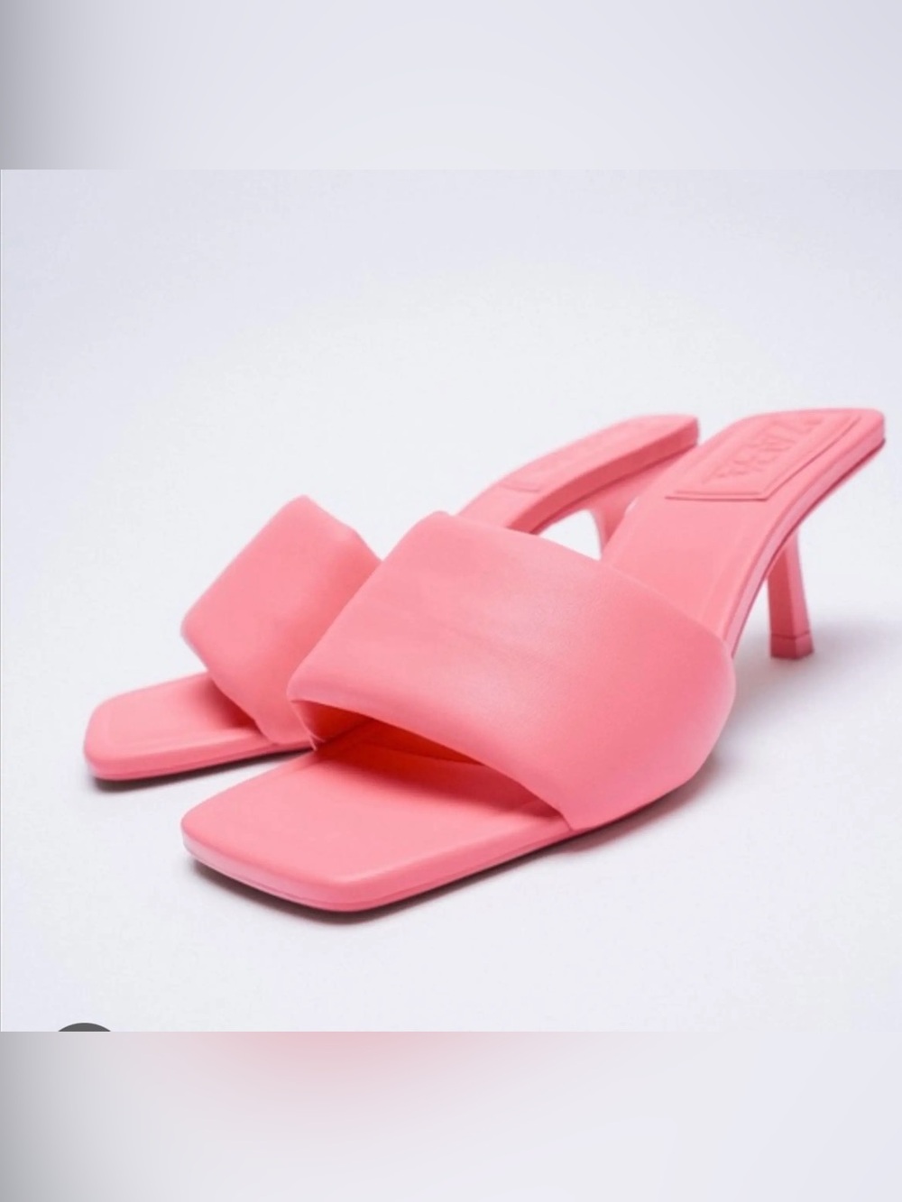 Zara Leather Quilted Kitten Heel Sandal